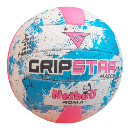 Grip Star Netball Match Hand Stitched Ball | Roma | Blue