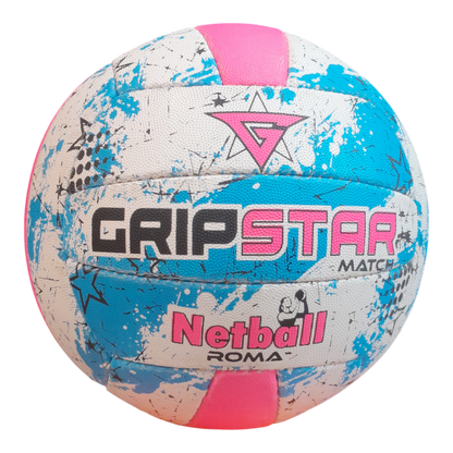 Grip Star Netball Match Hand Stitched Ball | Roma | Blue