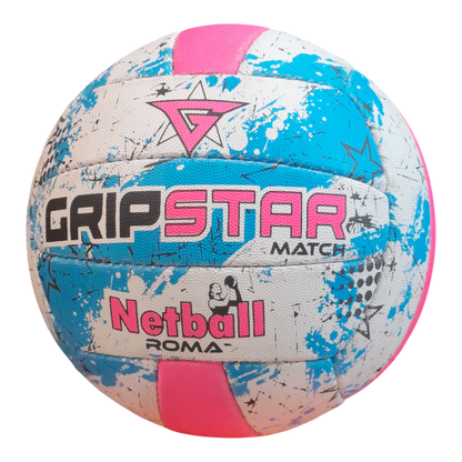 Grip Star Netball Match Hand Stitched Ball | Roma | Blue