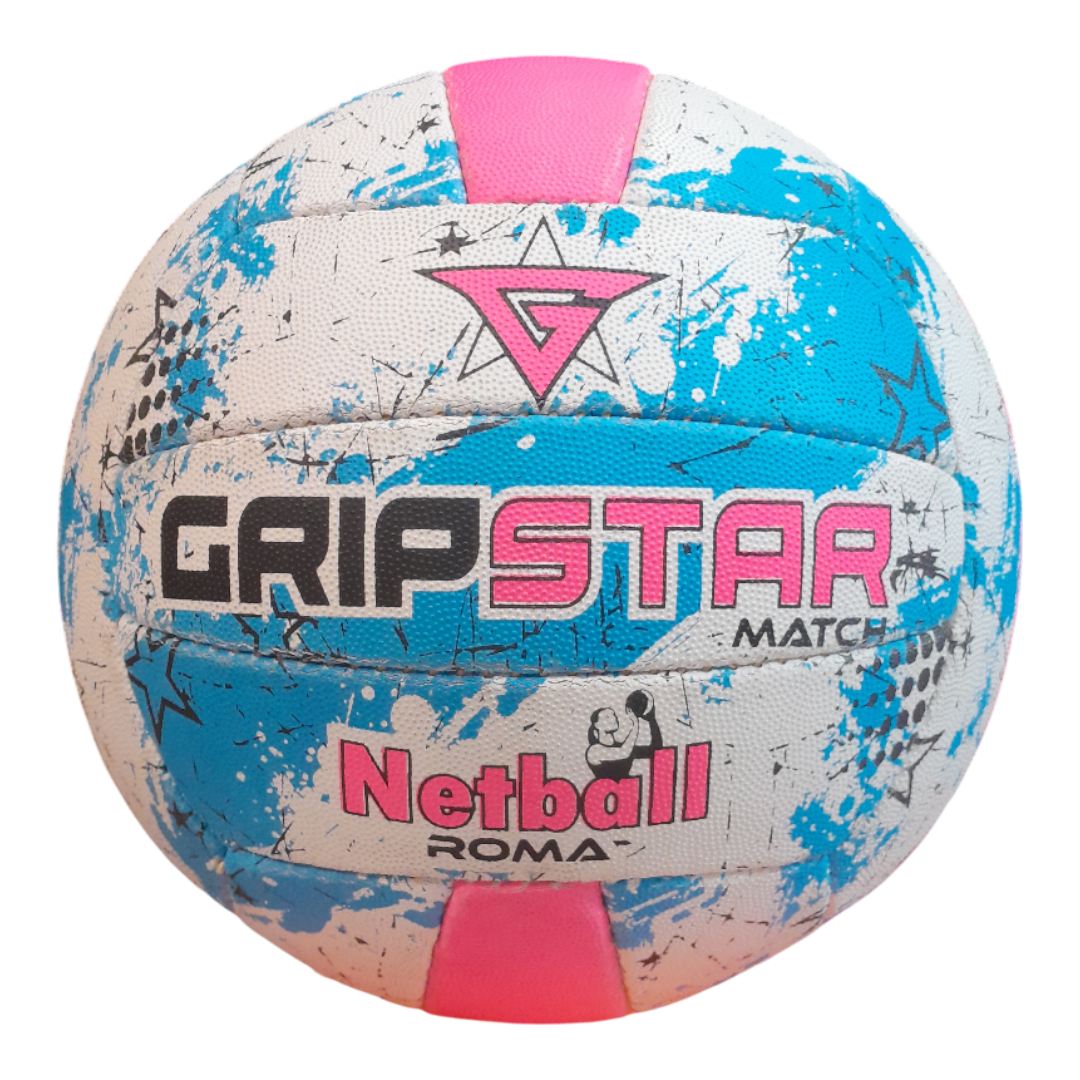 Grip Star Netball Match Hand Stitched Ball | Roma | Blue