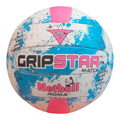 Grip Star Netball Match Hand Stitched Ball | Roma | Blue