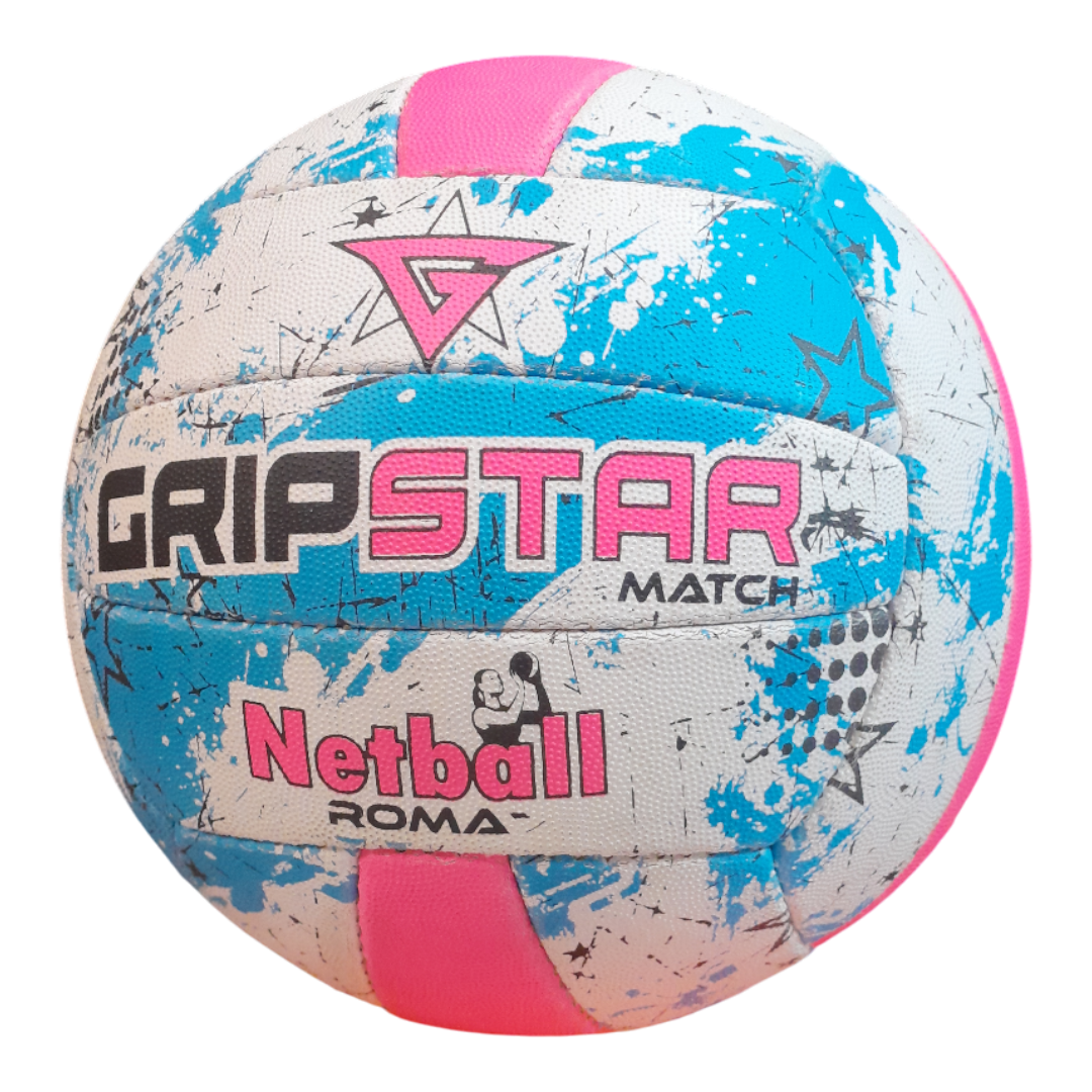 Grip Star Netball Match Hand Stitched Ball | Roma | Blue