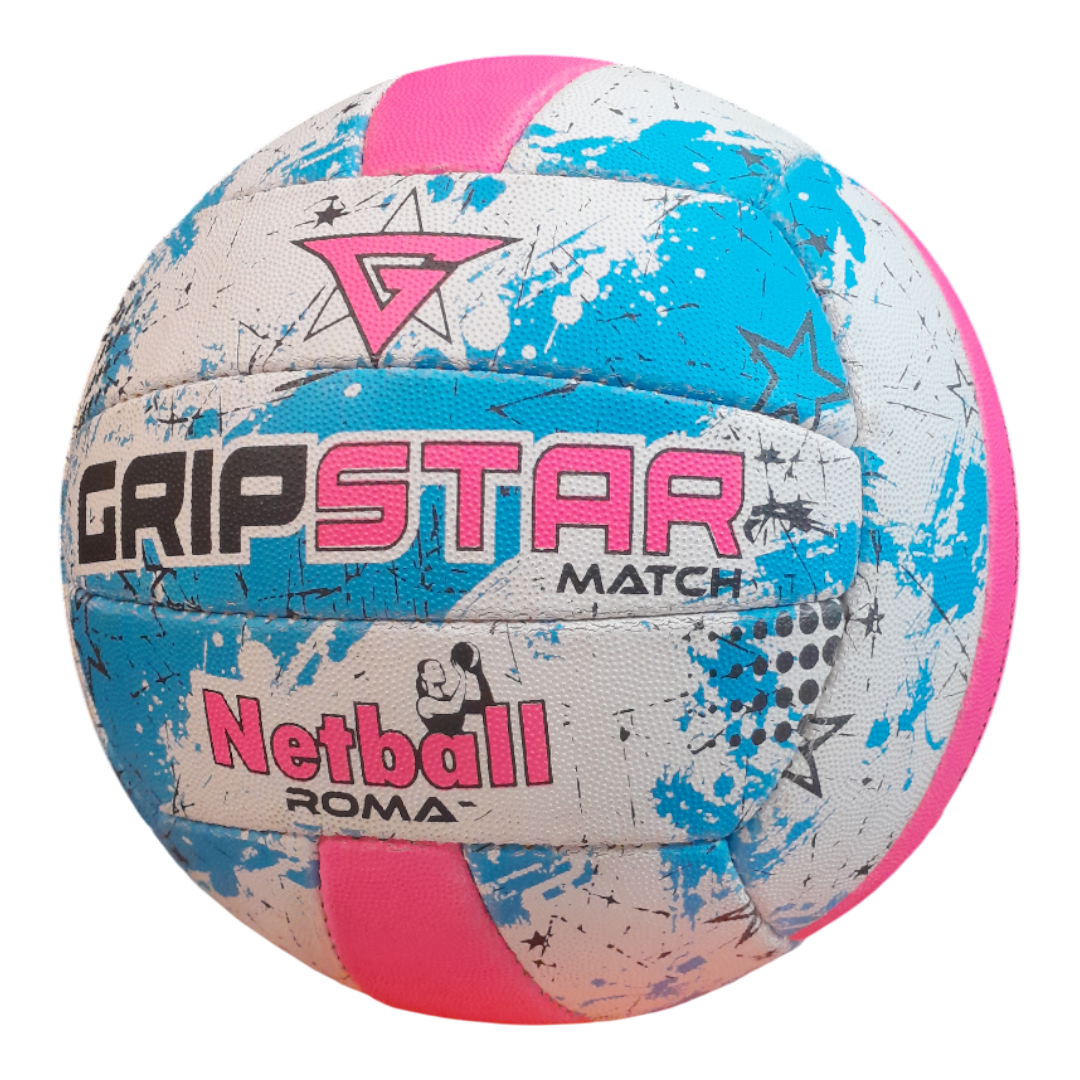 Grip Star Netball Match Hand Stitched Ball | Roma | Blue
