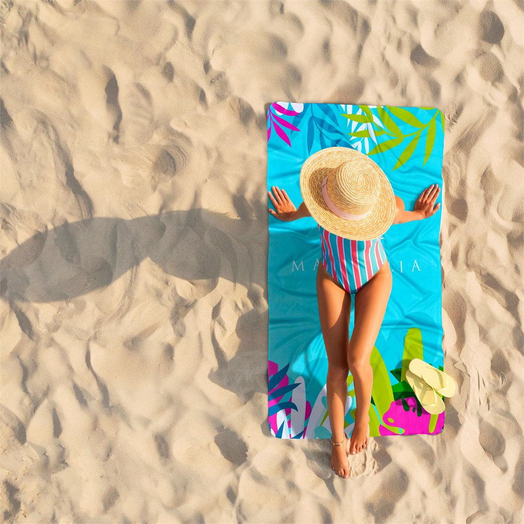 Pre-Printed Sample Hoppla Hula Beach Towel - Dual Branding-Custom Beach and Outdoor-Gift Wrap Shop