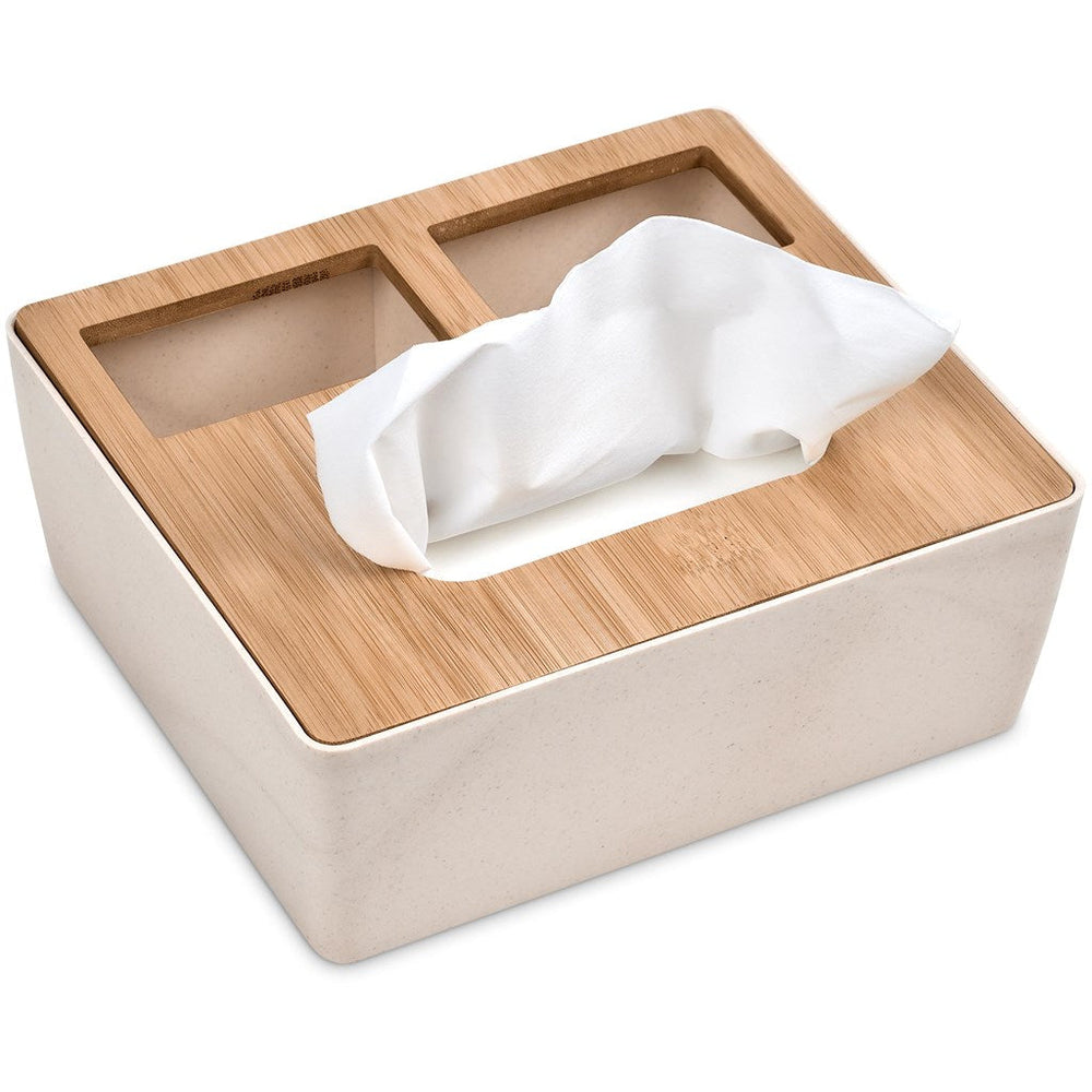 Okiyo Kushami Bamboo Fibre Desk Caddy Tissue Box | Stationery | Custom branded & personalised promotional gifts | Gift Wrap Shop