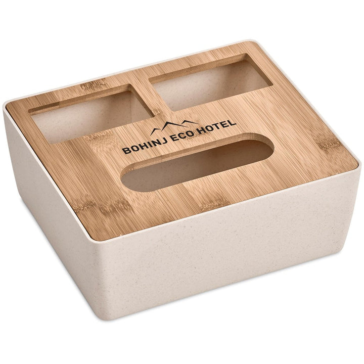 Okiyo Kushami Bamboo Fibre Desk Caddy Tissue Box | Stationery | Custom branded & personalised promotional gifts | Gift Wrap Shop