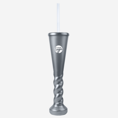 Swirl Yard Glass with Cap and Straw (Metallic)