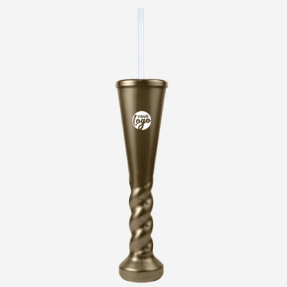 Swirl Yard Glass with Cap and Straw (Metallic)