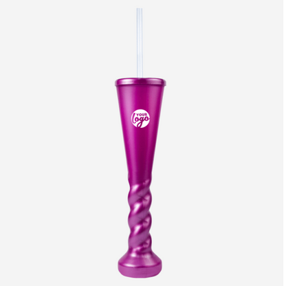 Swirl Yard Glass with Cap and Straw (Metallic)