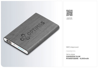 Oakridge Slim Power Bank - 4,000mAh-Power Banks-custom-branded-Gift Wrap Shop