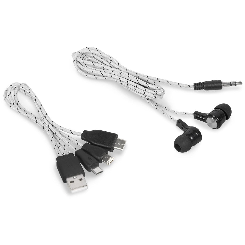 Altitude Orleans 3-In-1 Connector Cable & Earbuds - Grey-Earbuds-Gift Wrap Shop