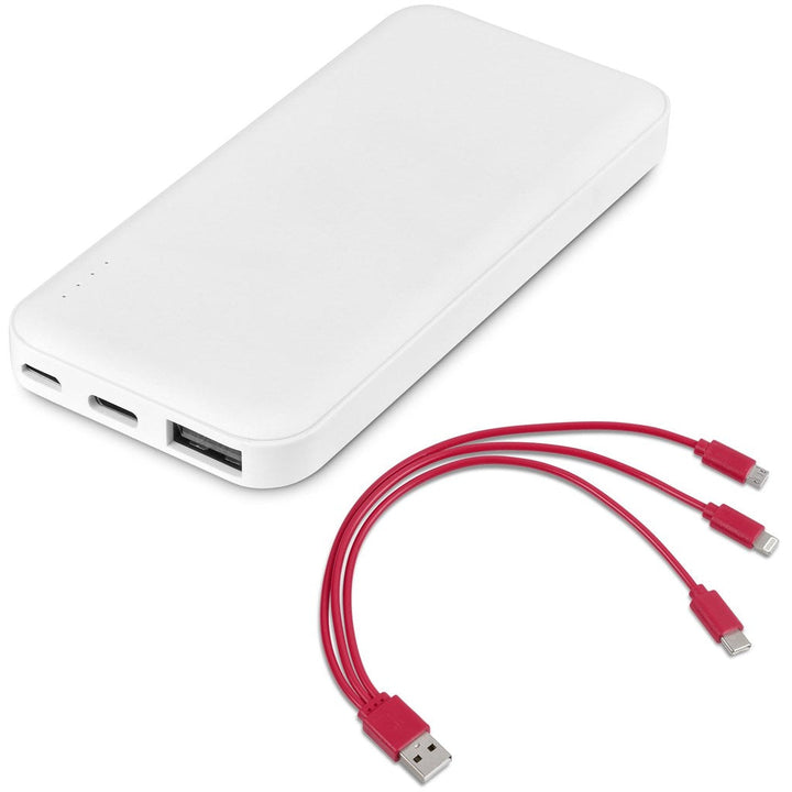 Kingpin White 5 Compact Power Bank - 5,000mAh - Red-Mobile Tech-custom-branded-Gift Wrap Shop