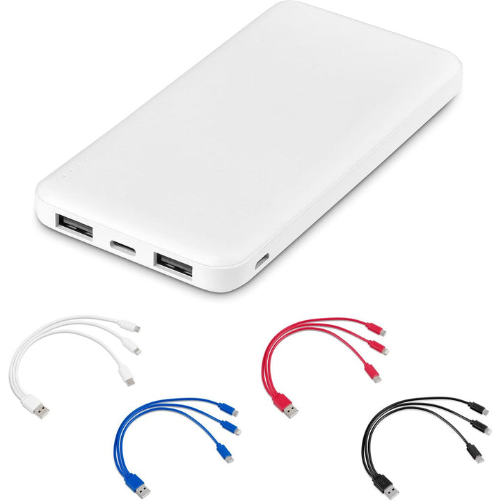 Kingpin White 10 Compact Power Bank – 10,000mAh-Power Banks-custom-branded-Gift Wrap Shop