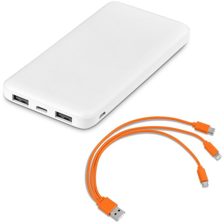 Kingpin White 10 Compact Power Bank – 10,000mAh-Power Banks-custom-branded-Gift Wrap Shop