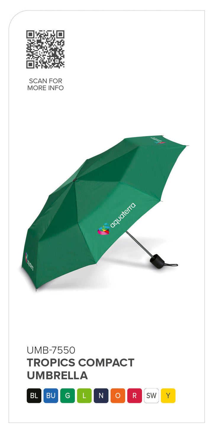 Tropics Compact Umbrella-Umbrellas-custom-branded-corporate gifts-Gift Wrap Shop