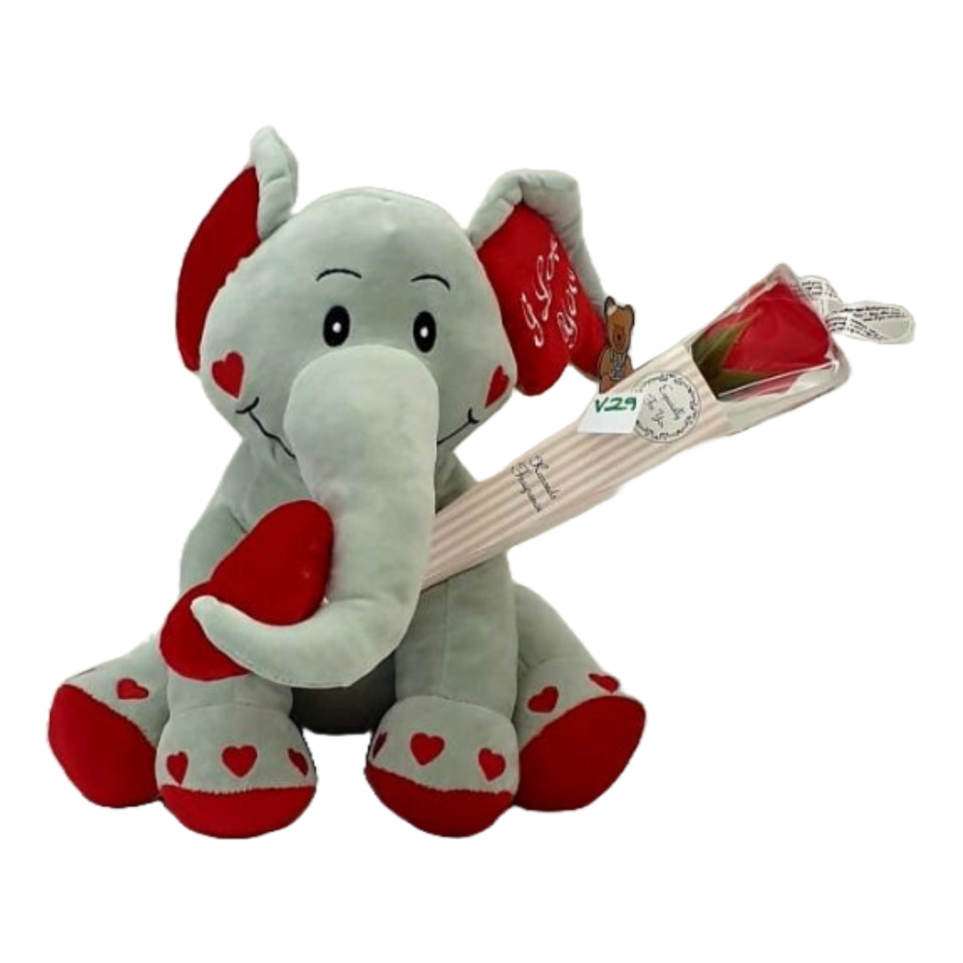 Plush Elephant with Soap Rose Valentine’s Gift  