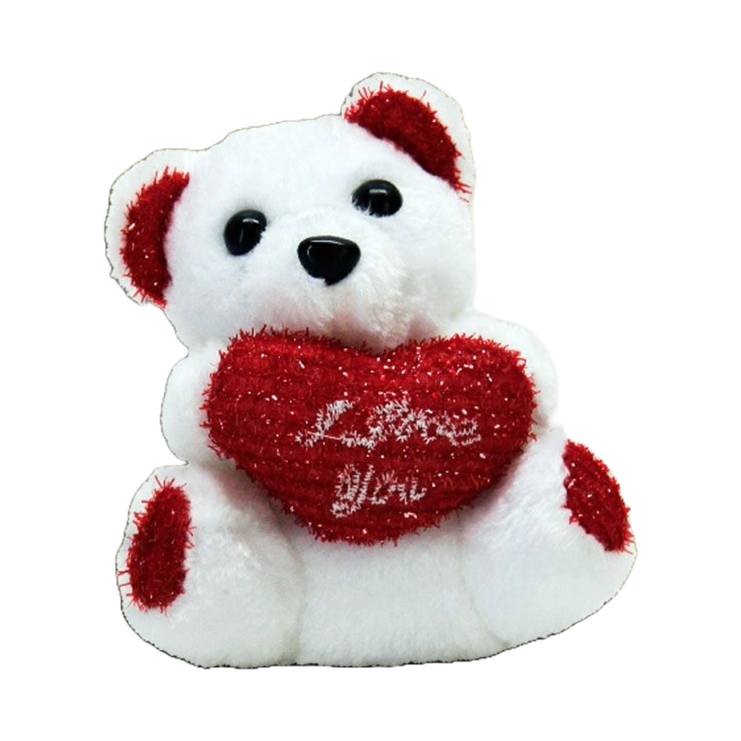 12cm White Teddy with Red Heart Gift  