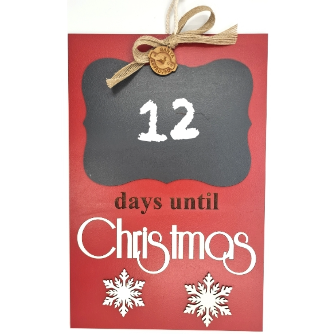 Rustic Red Days Until Xmas Countdown Sign