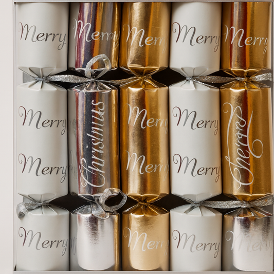 Xmas crackers silver/white snowflake