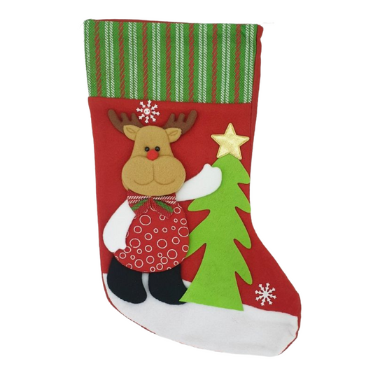 Christmas Stocking Red/Green REINDEER