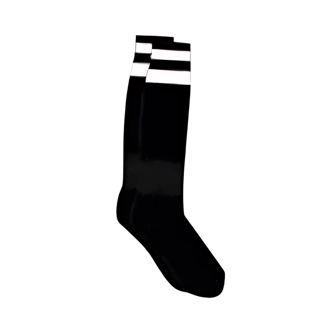 Grip Soccer Socks | High Quality | Each | Black with White Strips