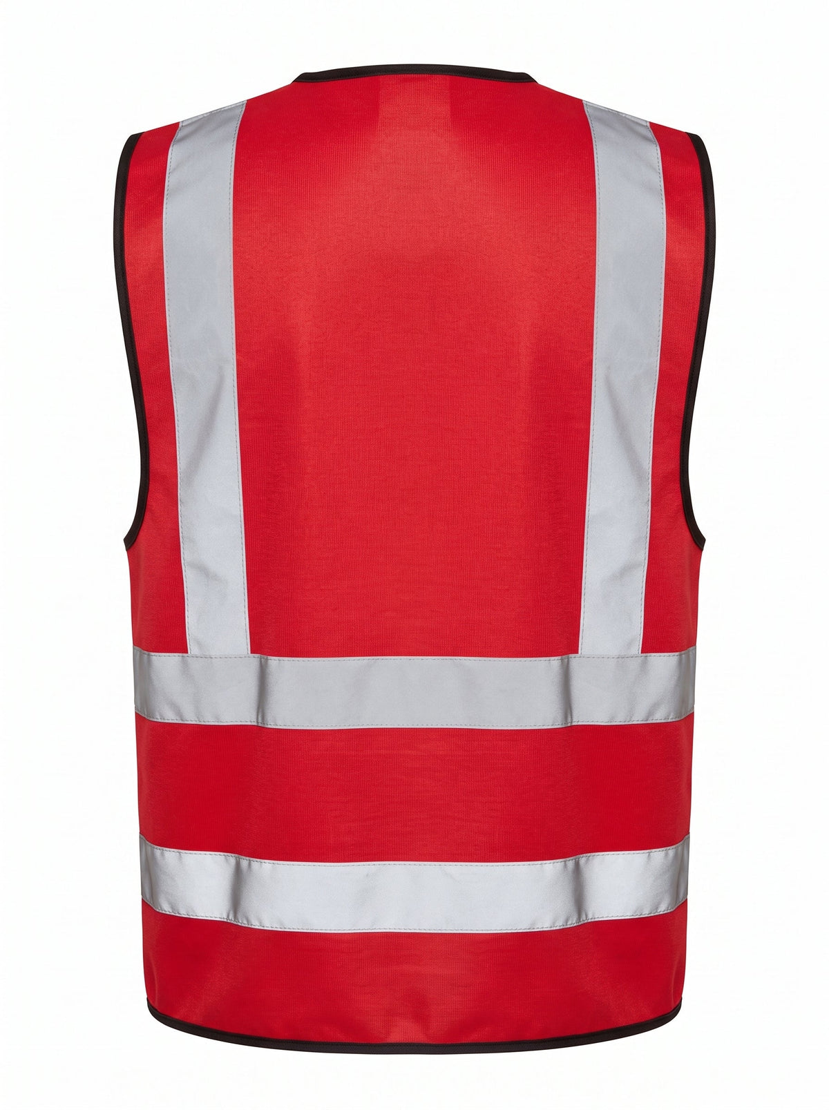 Red High-Visibility Safety Vest with Reflective Strips