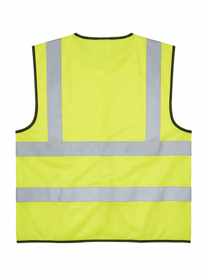 High-Visibility Yellow Safety Vest with ID Pocket & Zipper