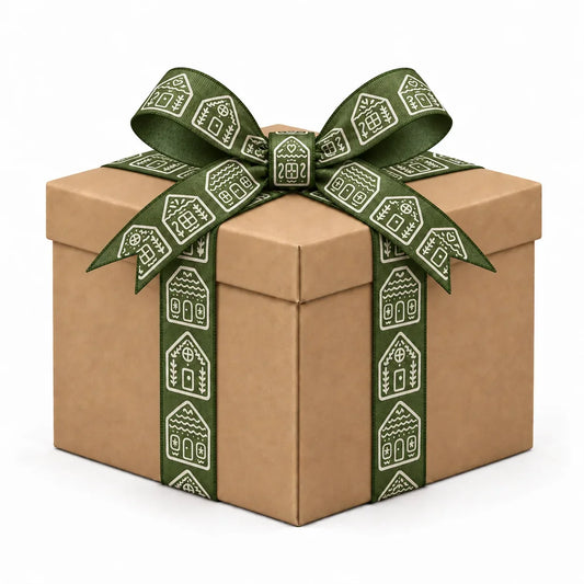 Sage Tafetta Gingerbread House Ribbon Roll