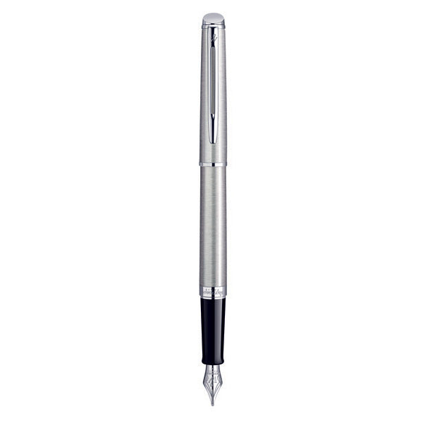 Waterman Hemisphere Fountain Pen Medium Nib Blue Ink - Stainless Steel Chrome Trim