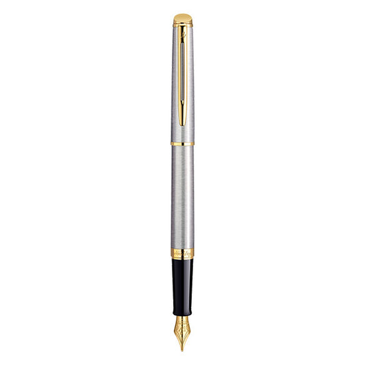 Waterman Hemisphere Fountain Pen Medium Nib Blue Ink - Stainless Steel Gold Trim