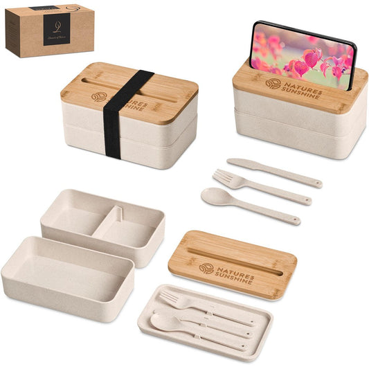 Okiyo Dura Wheat Straw Lunch Box & Phone Stand-Food Related Items-Custom-brsndrd Gifts-Giftwrap Shop