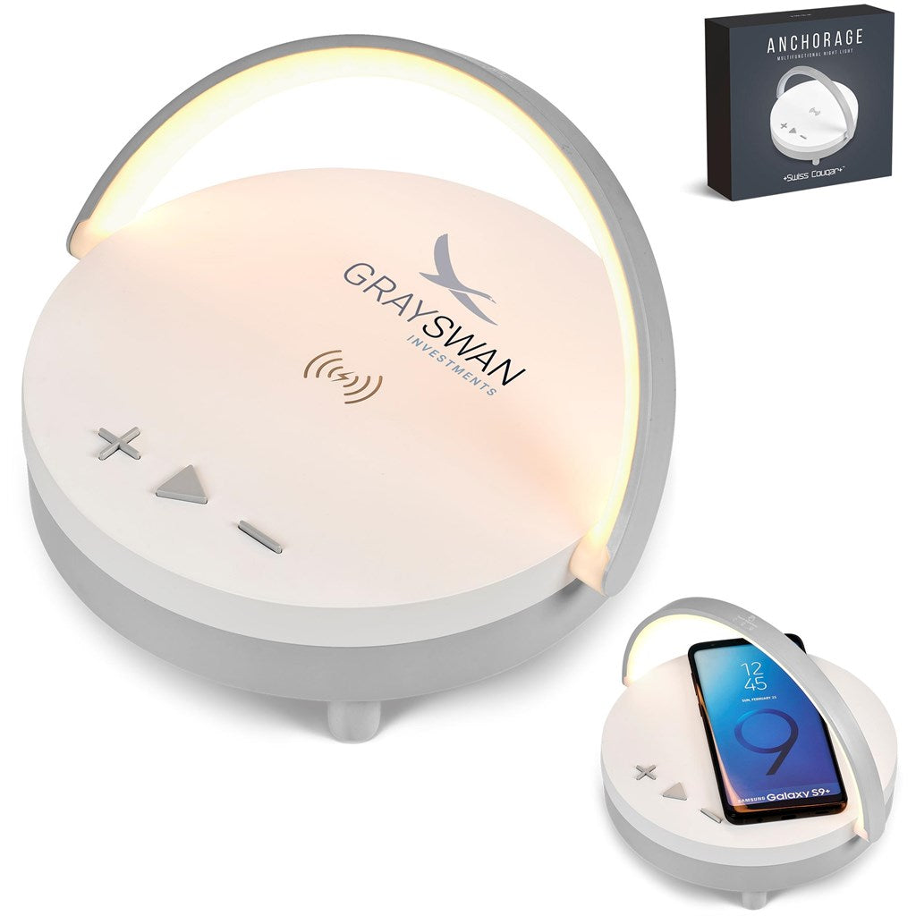 Swiss Cougar Anchorage Bluetooth Speaker, Wireless Charger & Night Light-Speakers-Gift Wrap Shop