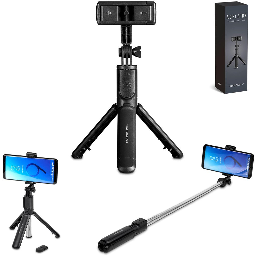 Swiss Cougar Adelaide Tripod Selfie Stick-Tech Accessories-corporate gift ideas for employees-branded corporate gifts | corporate gifts south africa | Just Brand