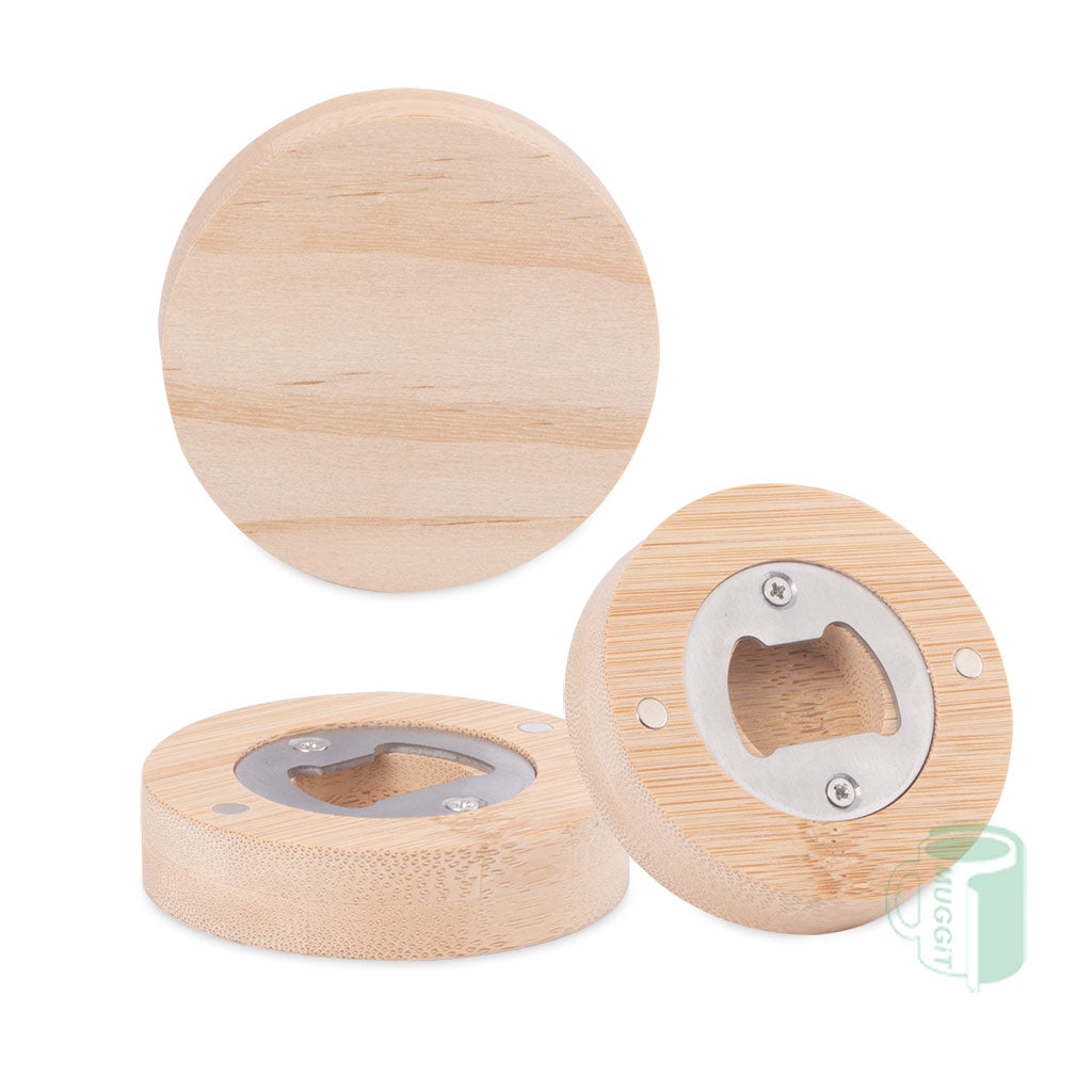 Bottle Opener Wood Round - product view 1