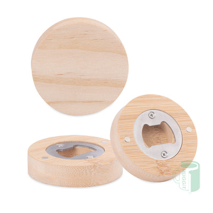 Bottle Opener Wood Round - product view 1
