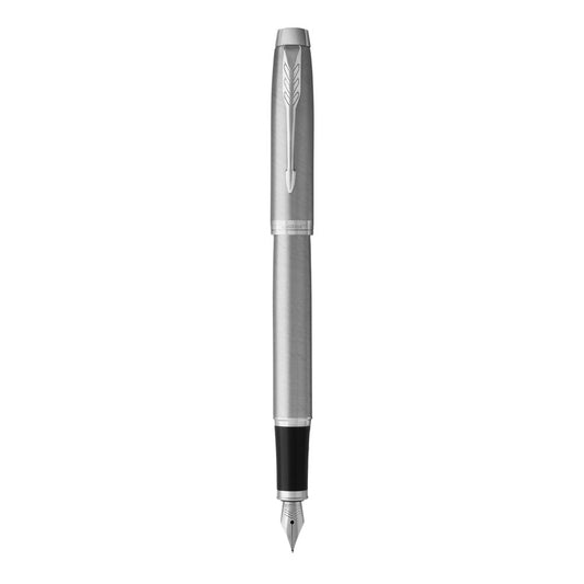 Parker IM Fountain Pen Medium Nib Black Ink - Stainless Steel Chrome Trim